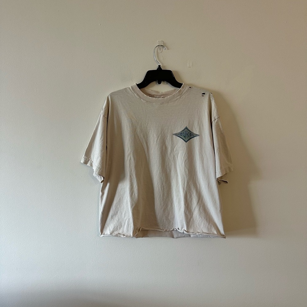 DUKE KAHANAMOKU Vintage 90s Hawaiian Tee Surfboard Graphic Thrashed Crop USA L